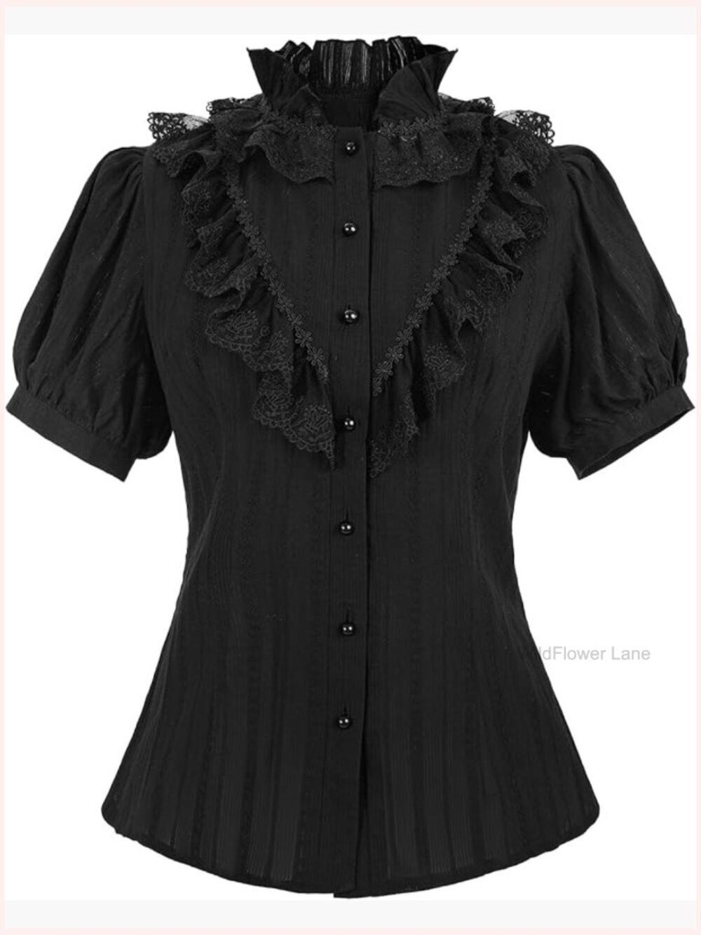 Victorian Blouse Gothic Shirt Short Sleeve Lolita Vintage Ruffle Tops